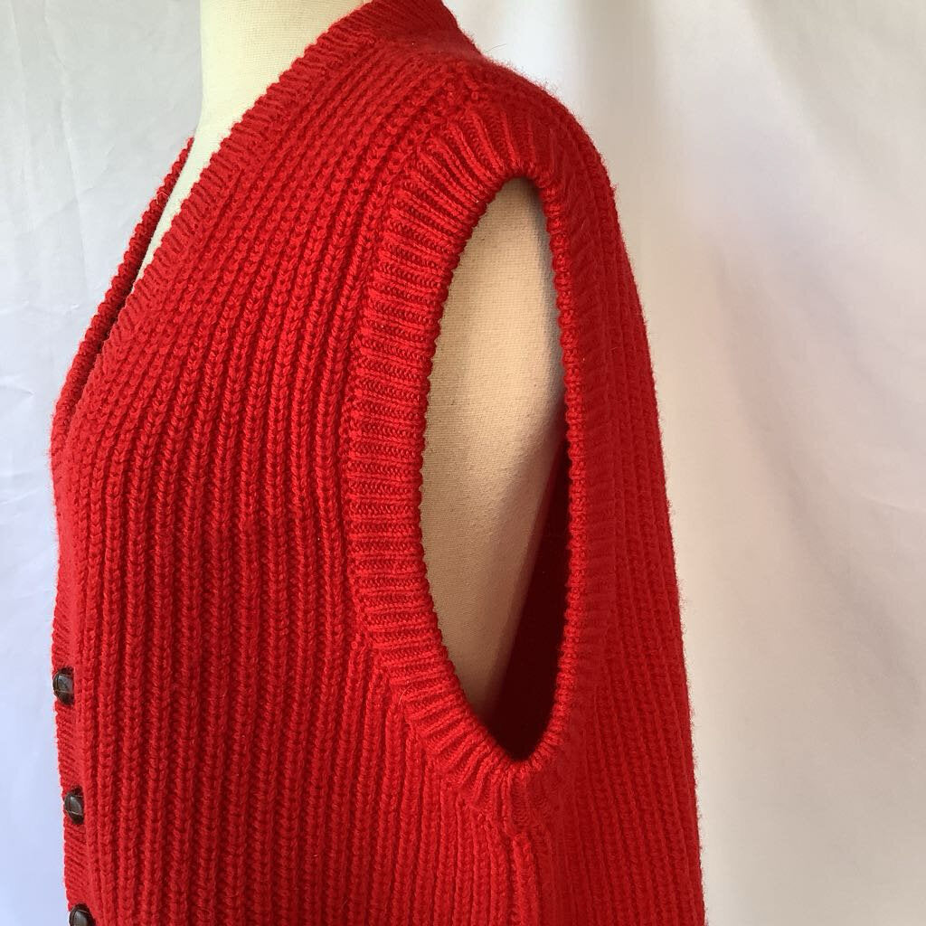 1980s Bennetton Oversized Red Sweater Vest