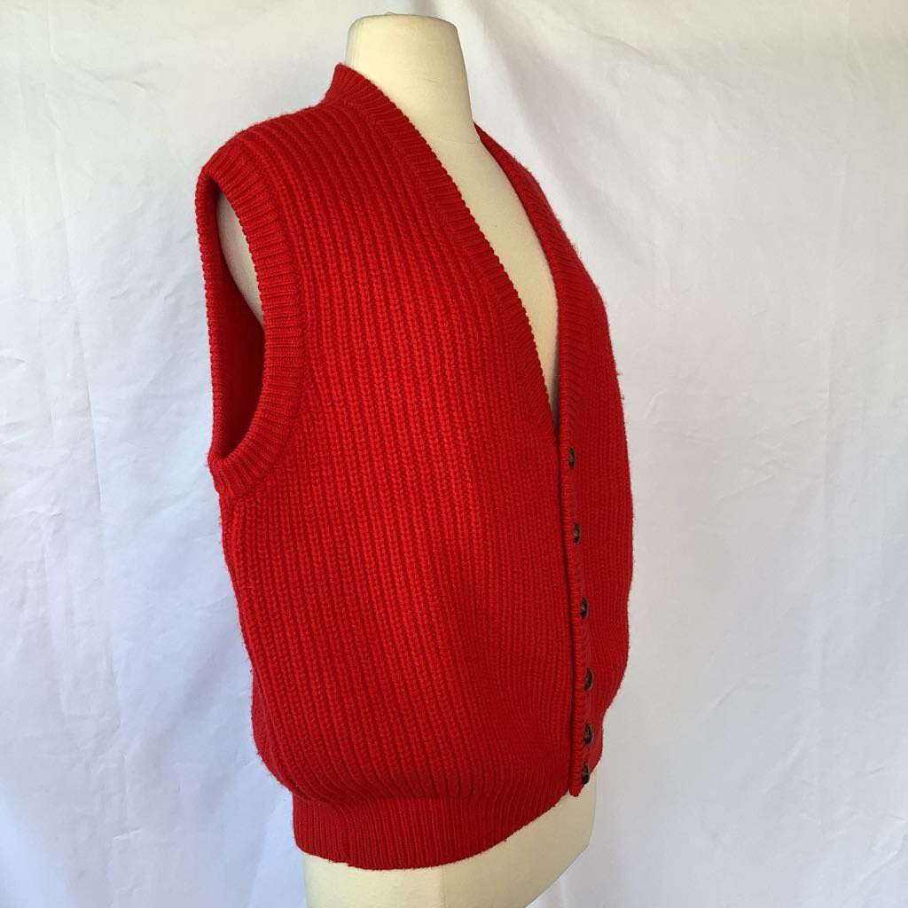 1980s Bennetton Oversized Red Sweater Vest