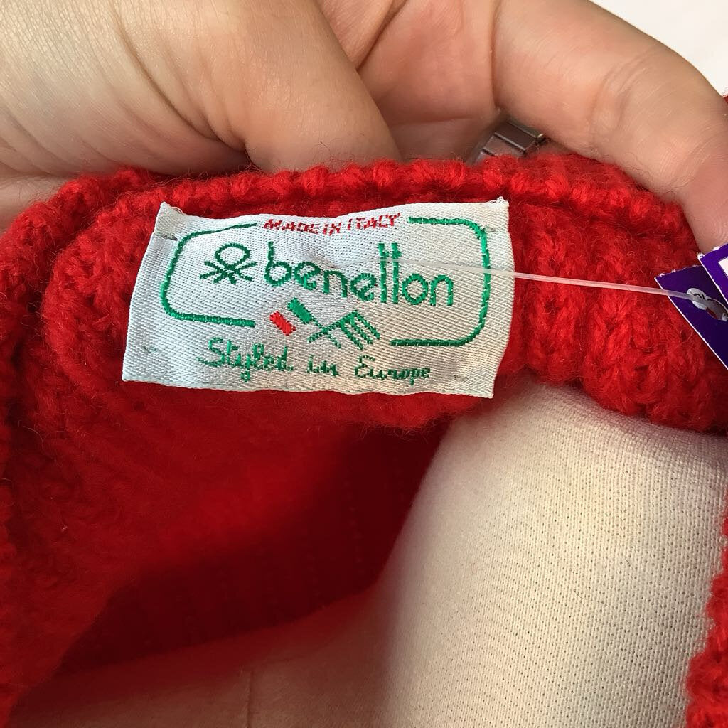 1980s Bennetton Oversized Red Sweater Vest