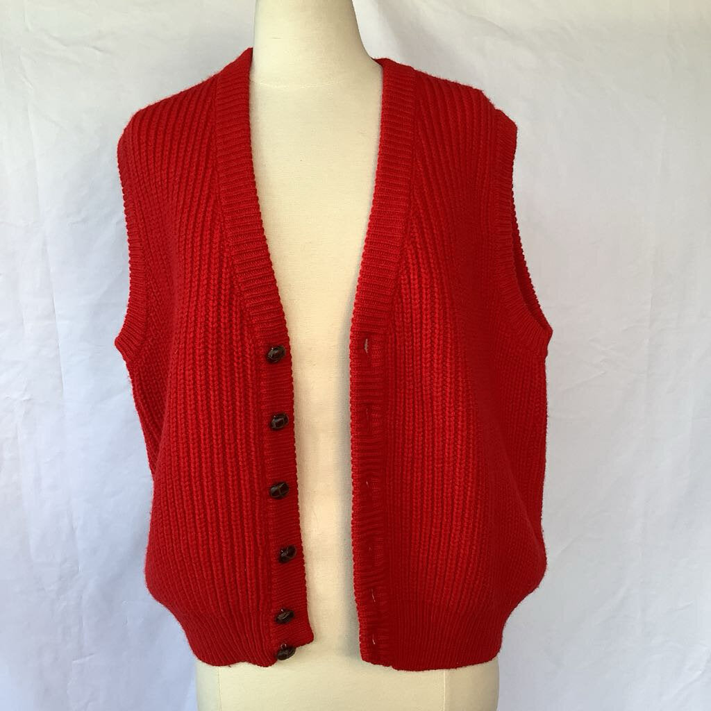 1980s Bennetton Oversized Red Sweater Vest