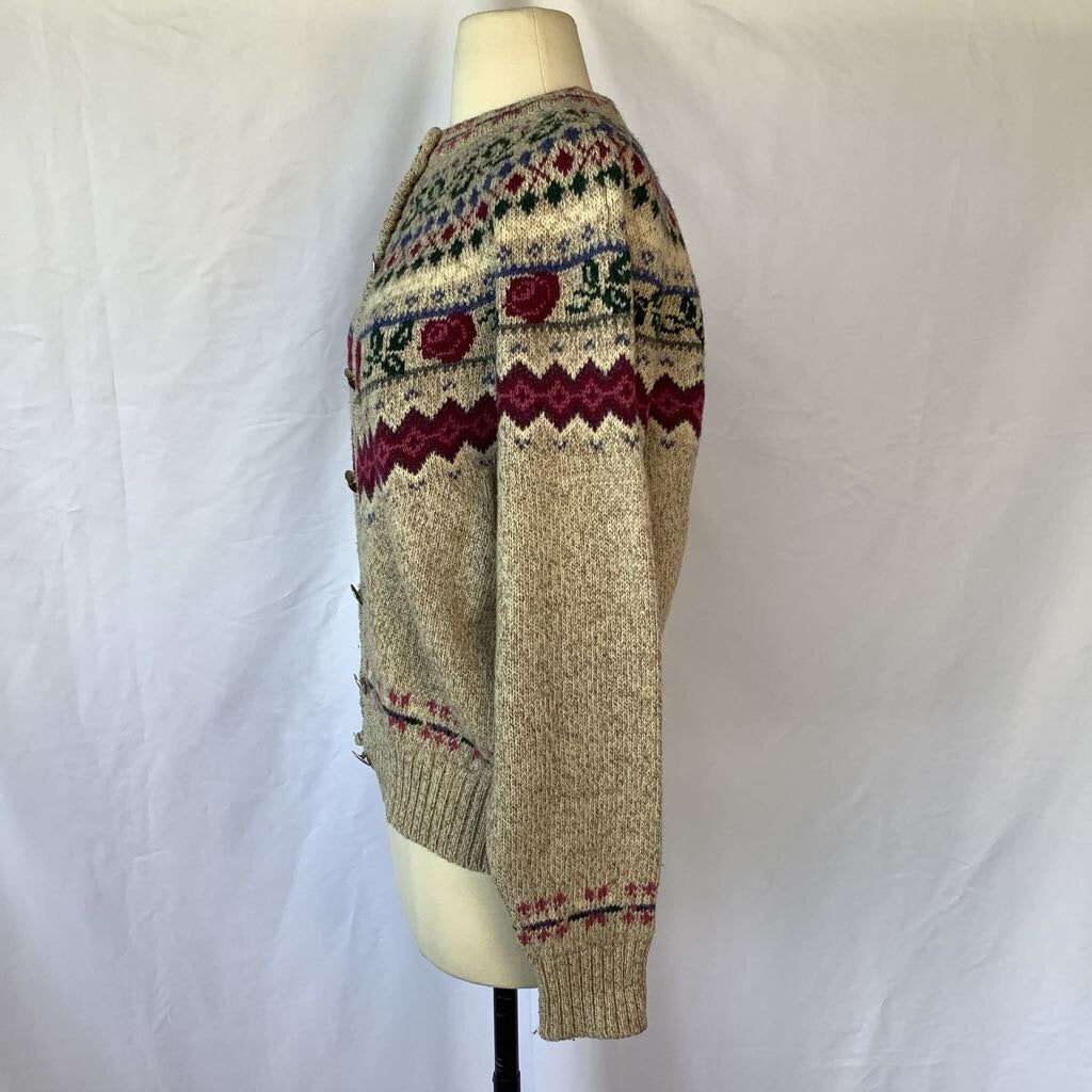 1990s Eddie Bauer Cream Floral cardigan