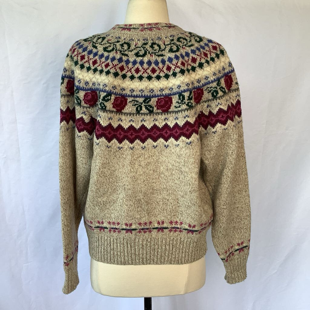 1990s Eddie Bauer Cream Floral cardigan