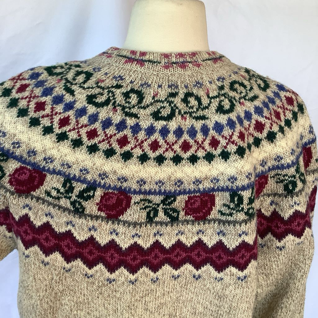 1990s Eddie Bauer Cream Floral cardigan