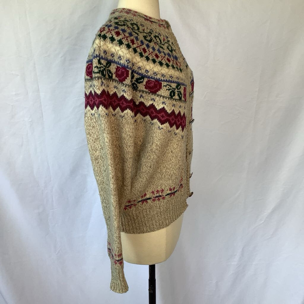 1990s Eddie Bauer Cream Floral cardigan