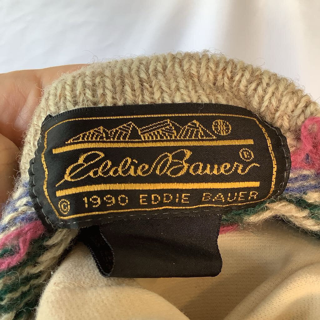 1990s Eddie Bauer Cream Floral cardigan