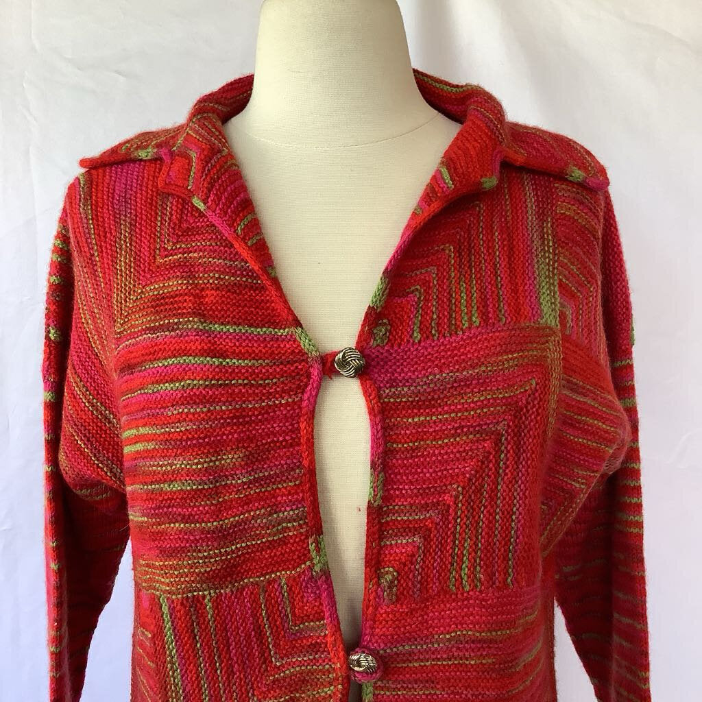 1990s Red Pink and Green Cardigan