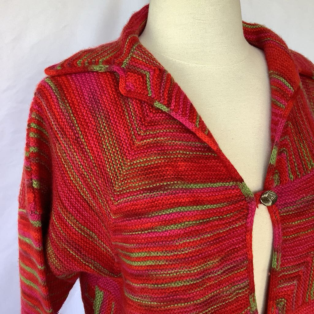 1990s Red Pink and Green Cardigan