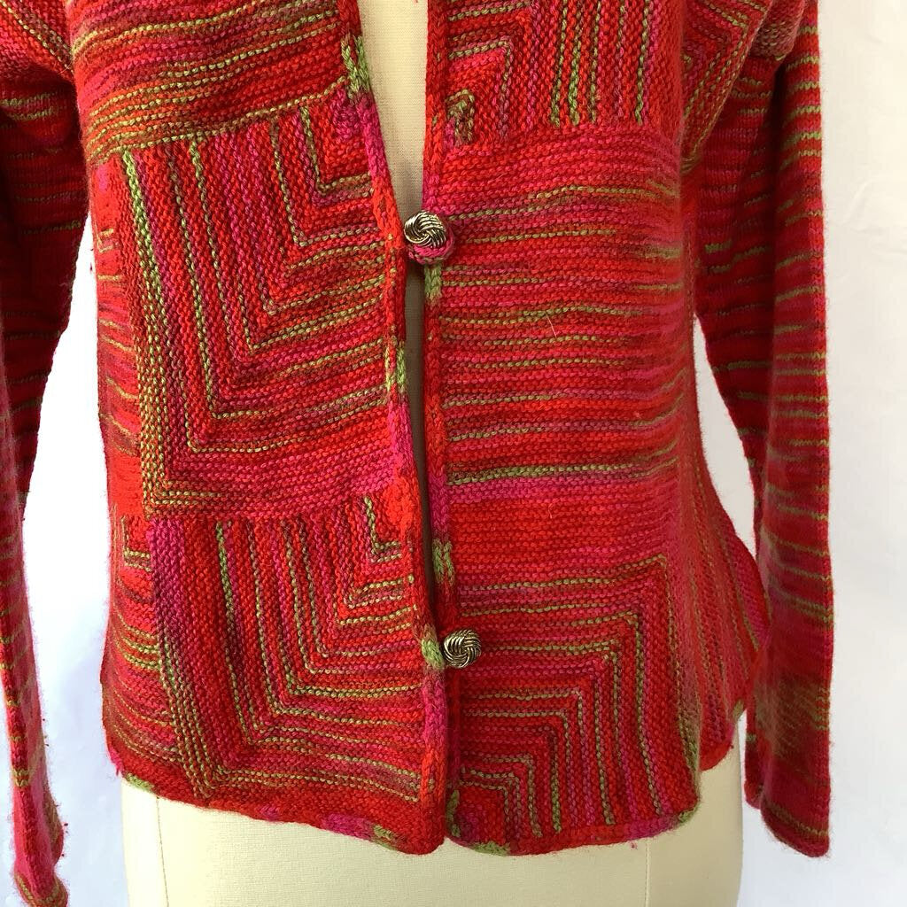 1990s Red Pink and Green Cardigan