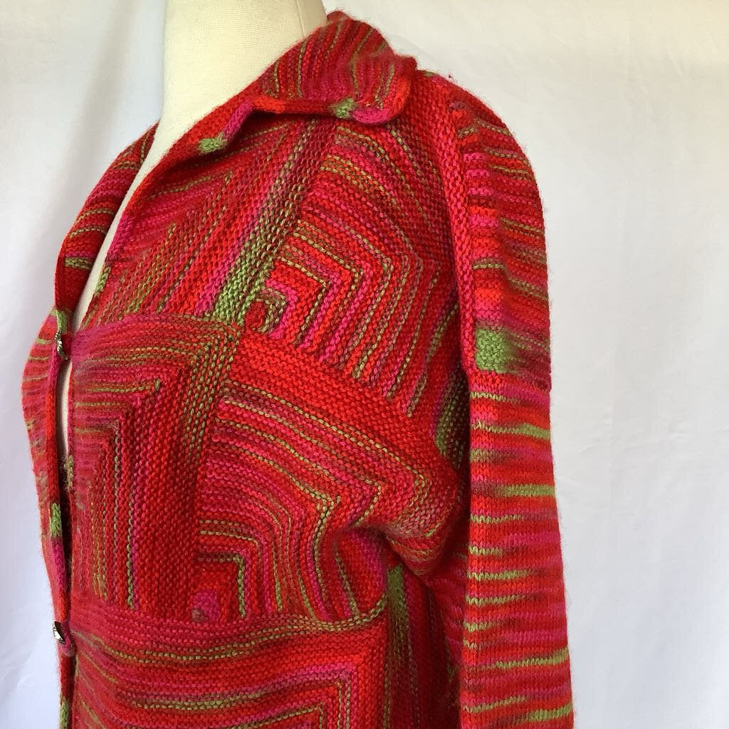 1990s Red Pink and Green Cardigan