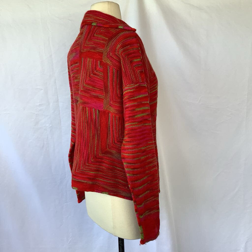 1990s Red Pink and Green Cardigan