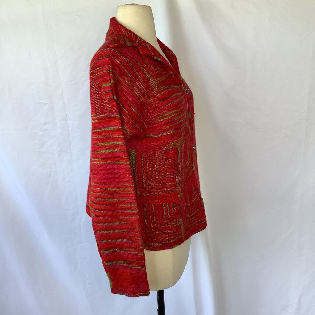1990s Red Pink and Green Cardigan