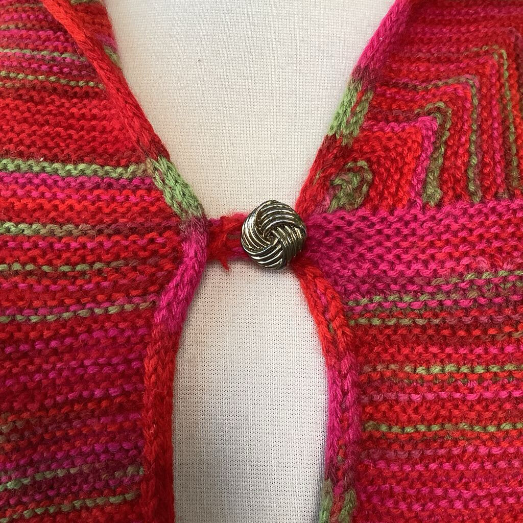 1990s Red Pink and Green Cardigan