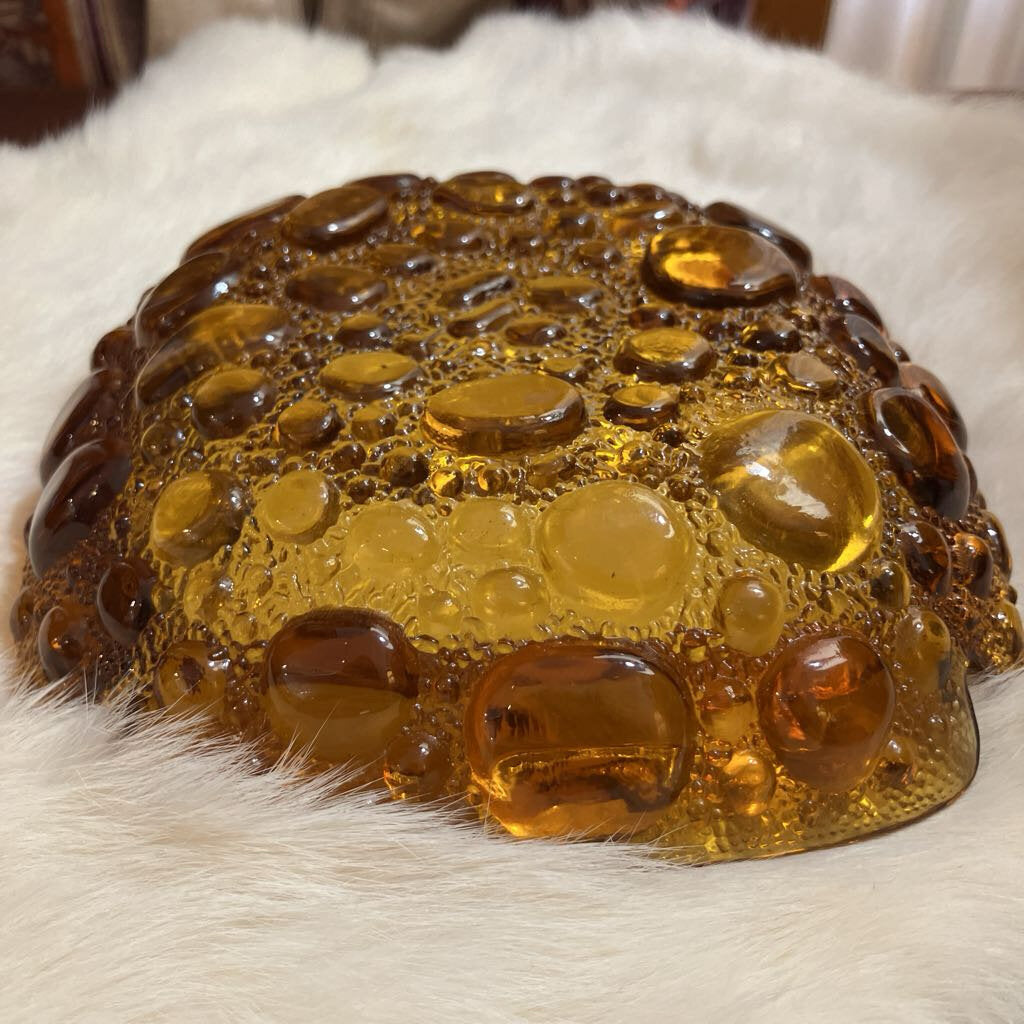 Vintage Libbey Amber Bubble Glass Ashtray