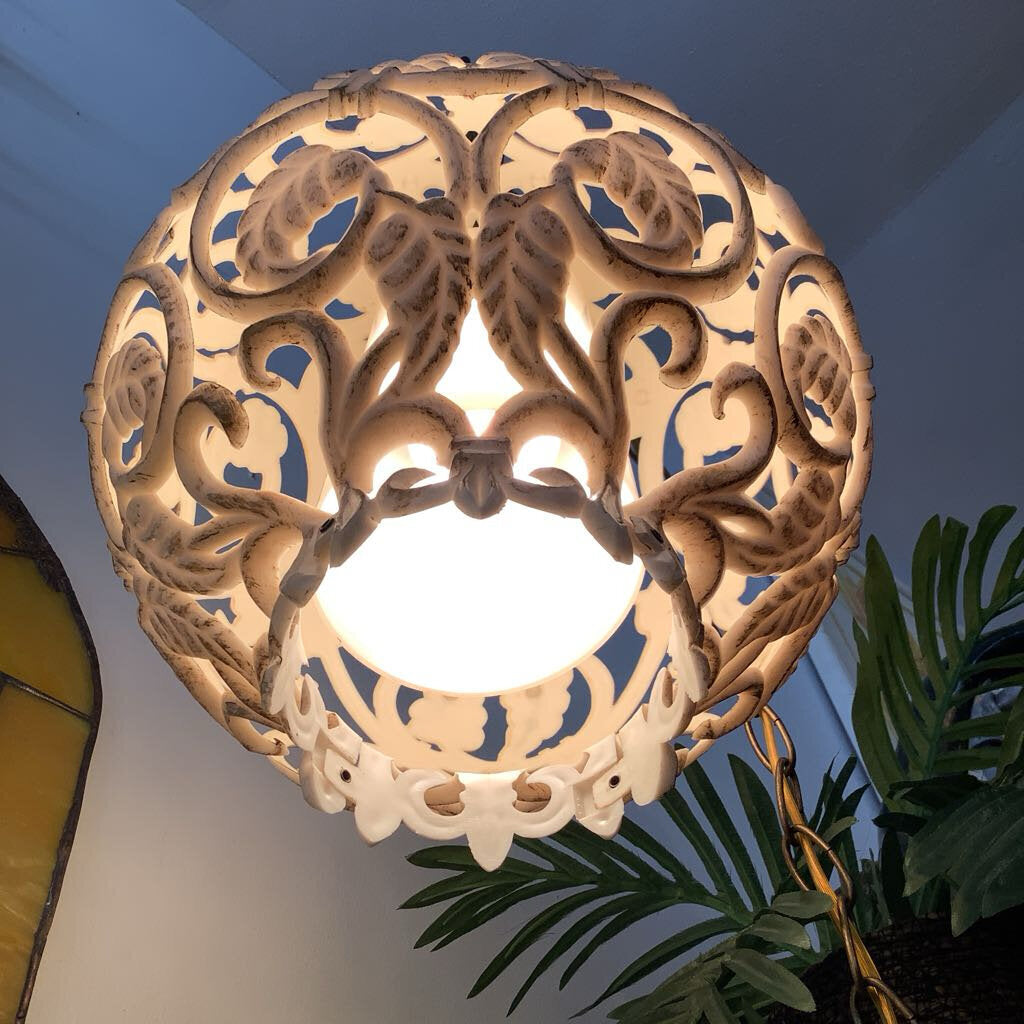 1960's Round Ornate Swag Lamp