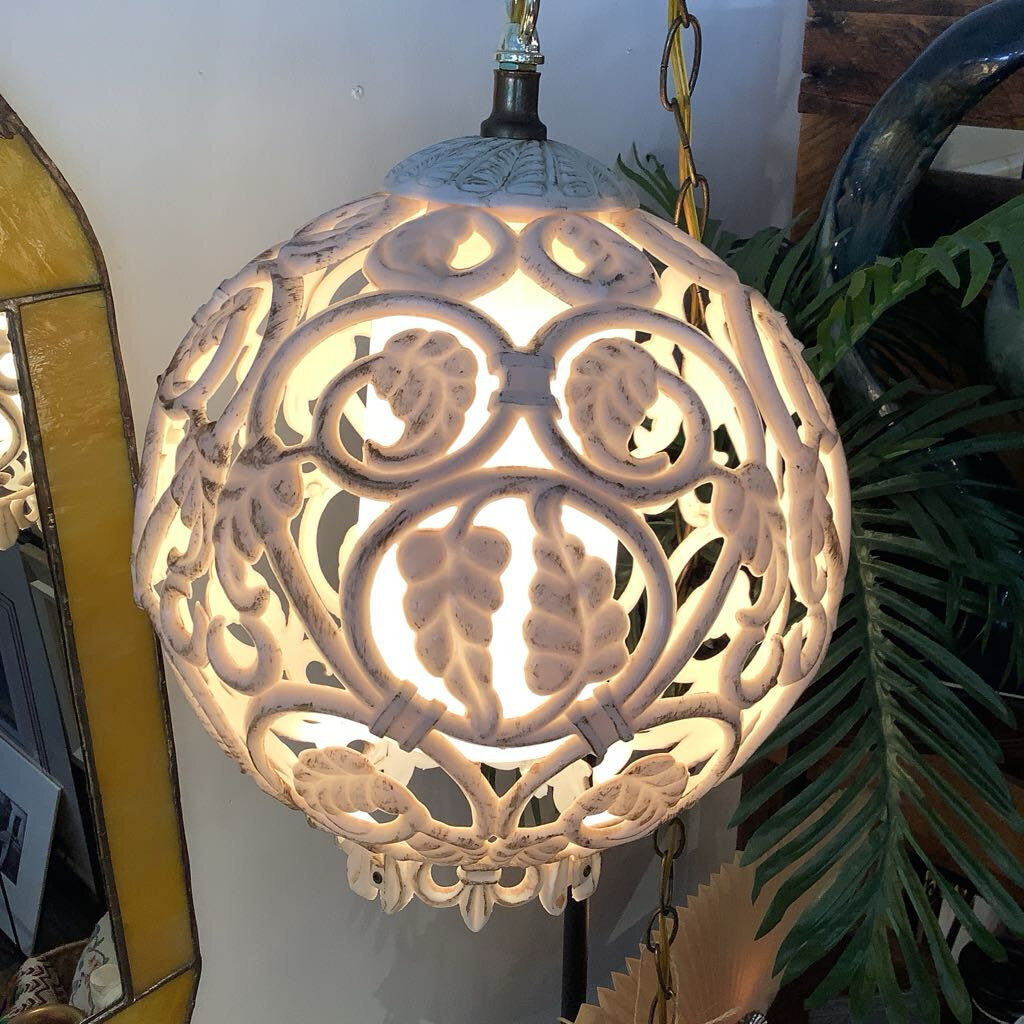 1960's Round Ornate Swag Lamp