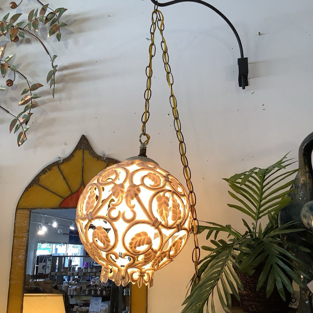 1960's Round Ornate Swag Lamp