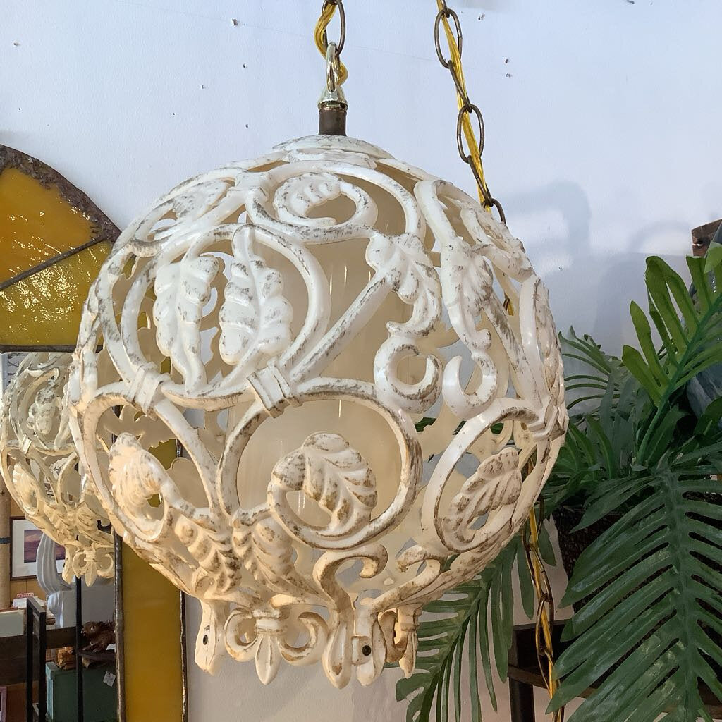 1960's Round Ornate Swag Lamp