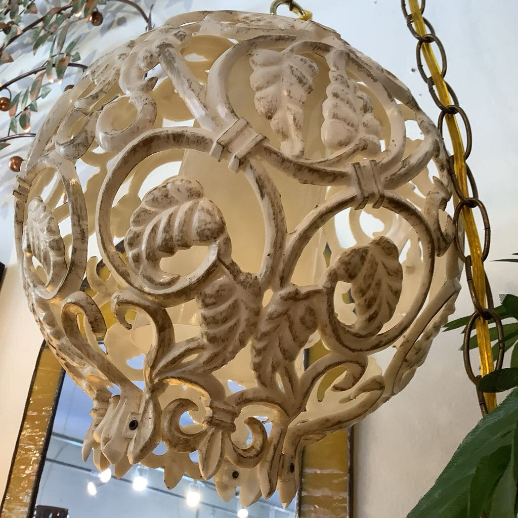 1960's Round Ornate Swag Lamp