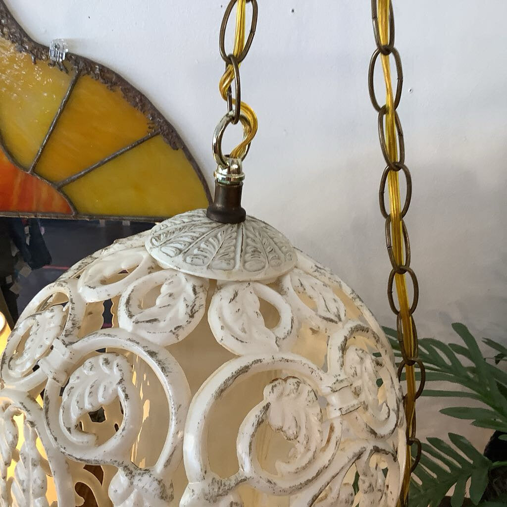 1960's Round Ornate Swag Lamp