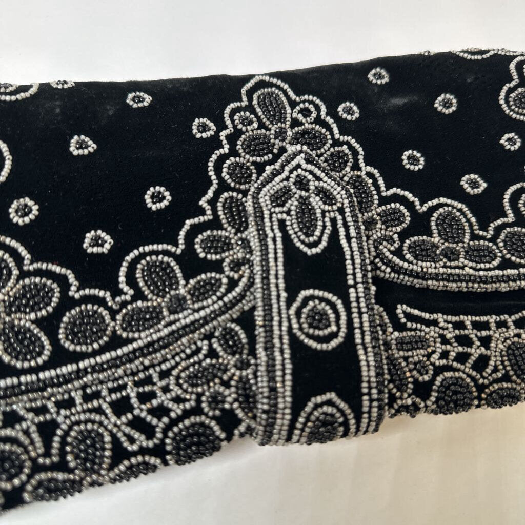 1960s Michel Swiss French Beaded & Velvet Clutch Evening Bag