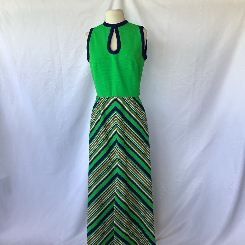 1960s R&K Knits Patterned Maxi Dress
