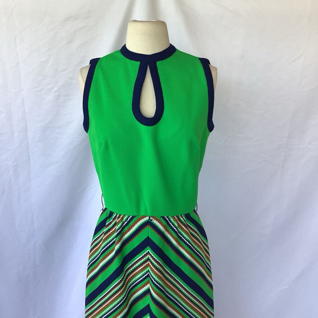 1960s R&K Knits Patterned Maxi Dress