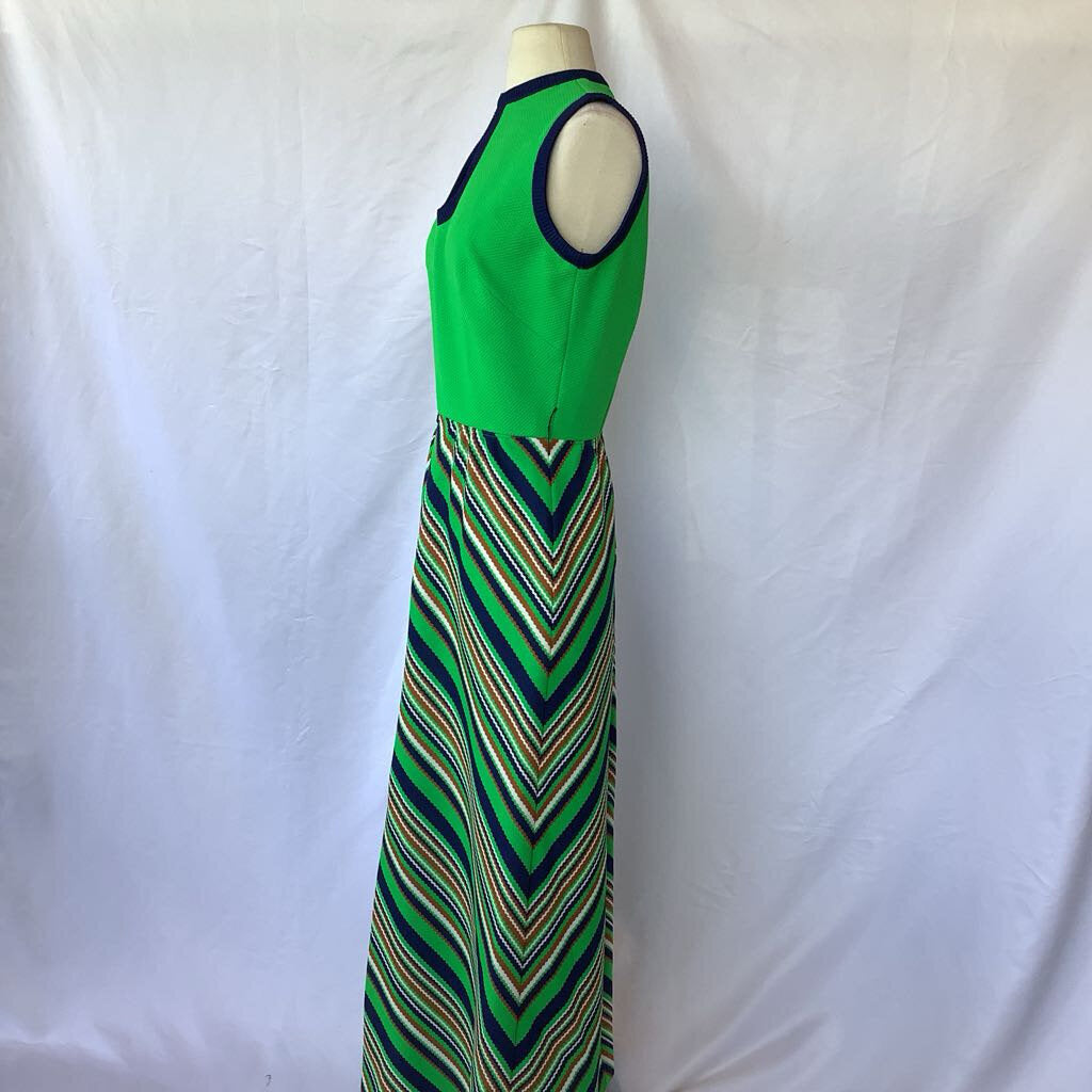 1960s R&K Knits Patterned Maxi Dress