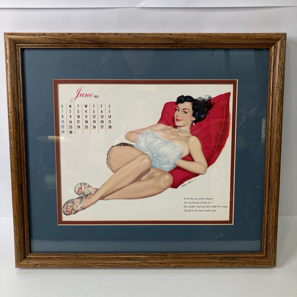 Framed Esquire Magazine Calendar June 1952
