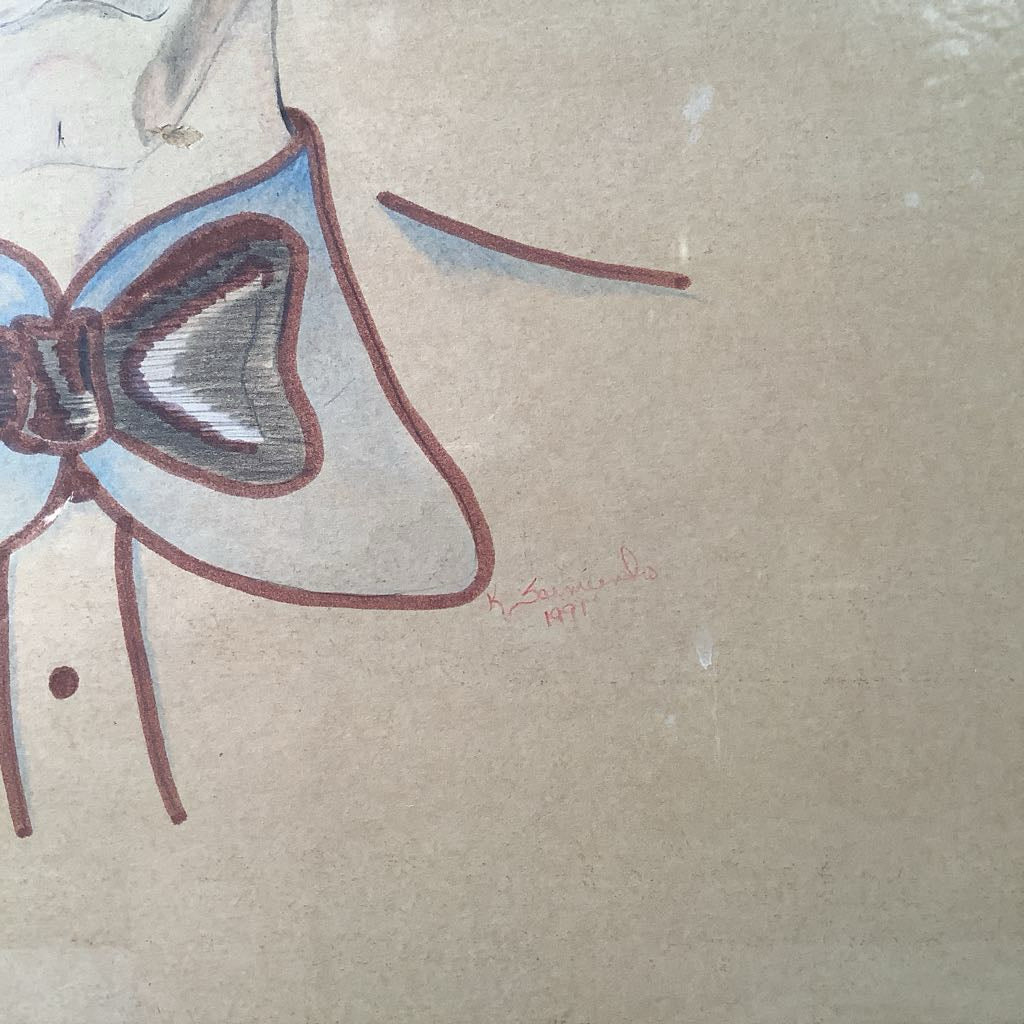 1991 Signed Hand Drawn Clown XL