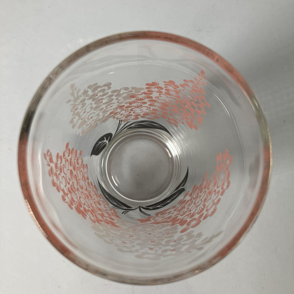 Set of 8 1950s Pink and White Floral Tumbler Glasses