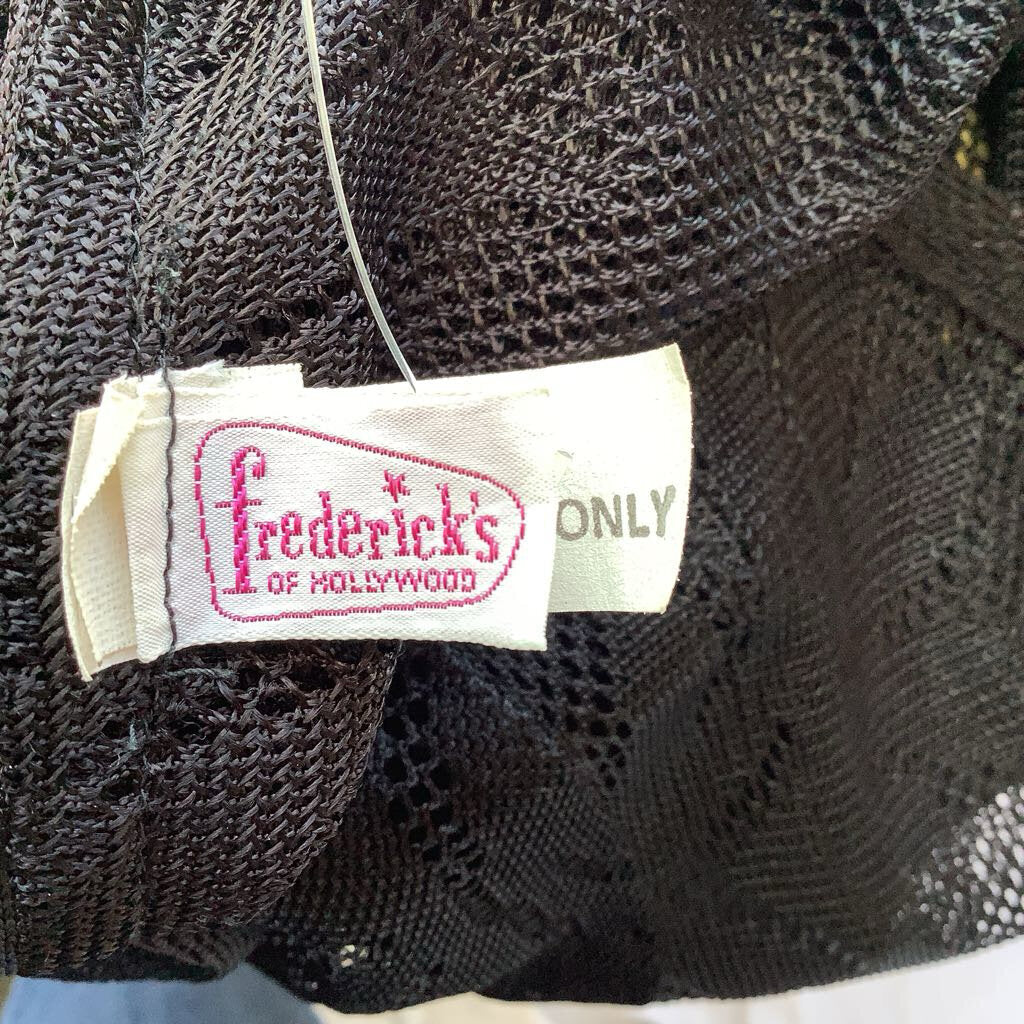 1970s Fredrick's of Hollywood Black Lace Fringe Top