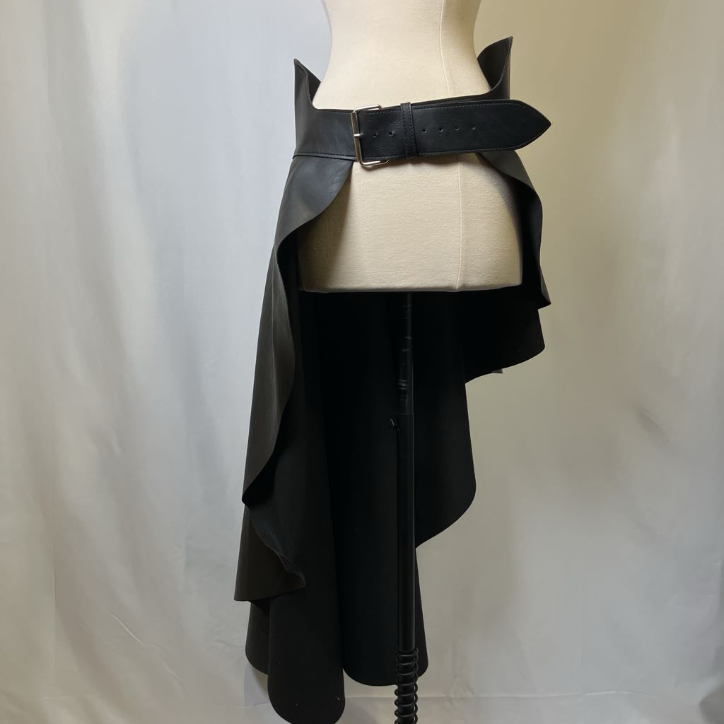 Black Trane Wrap Skirt Faux Leather