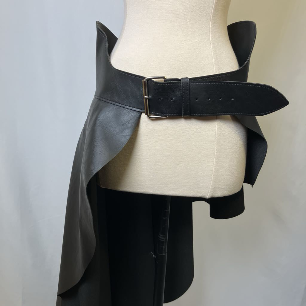 Black Trane Wrap Skirt Faux Leather