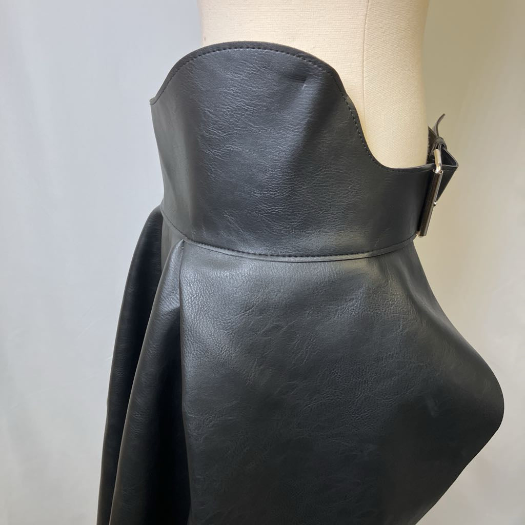 Black Trane Wrap Skirt Faux Leather