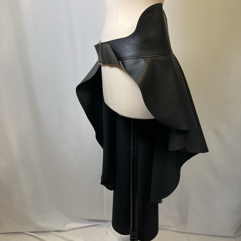 Black Trane Wrap Skirt Faux Leather