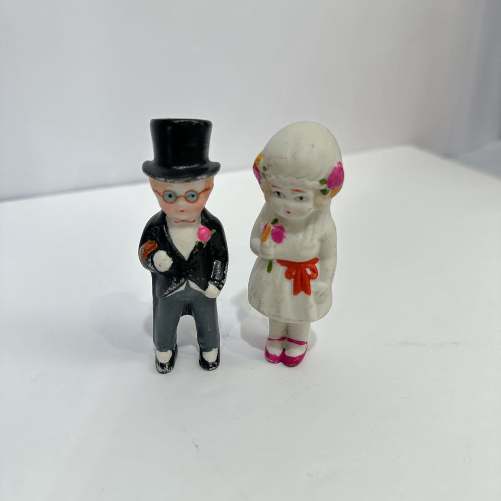 1920s Bisque Doll Bride & Groom Cake Toppers