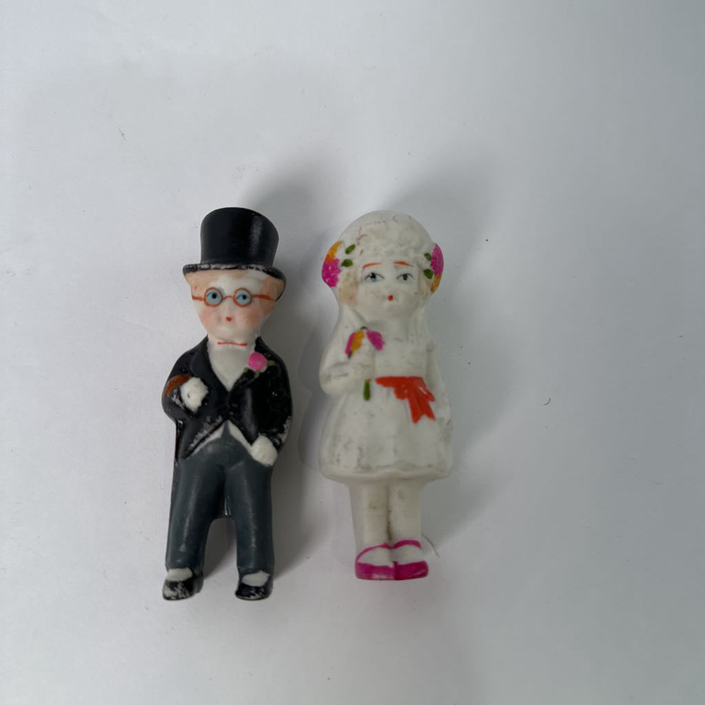 1920s Bisque Doll Bride & Groom Cake Toppers