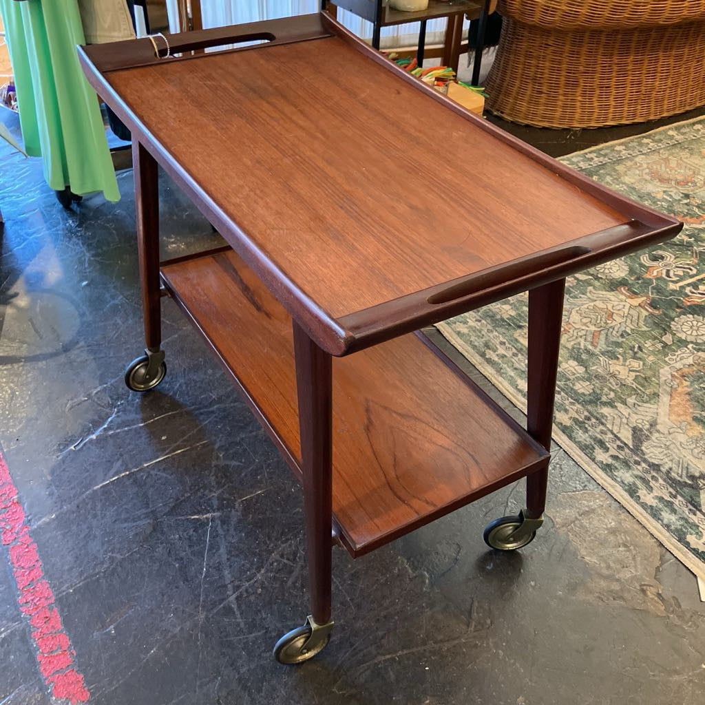 Vintage 1950s Opal Kleinmobel Teak Serving Cart
