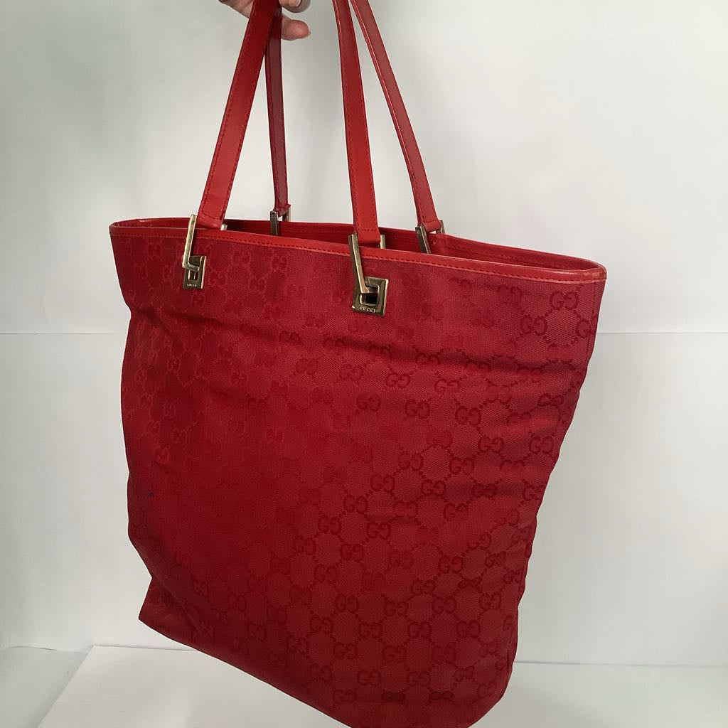 Authentic Vintage Red Gucci Logo Tote