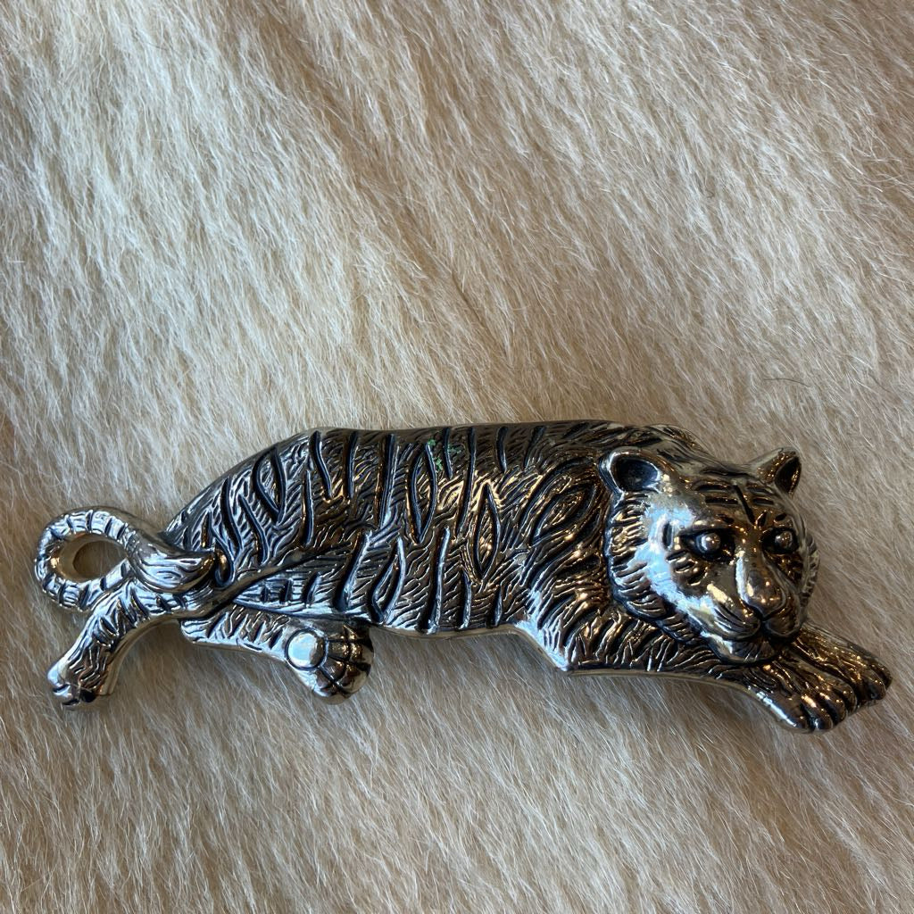Vintage Metal Tiger Belt Buckle