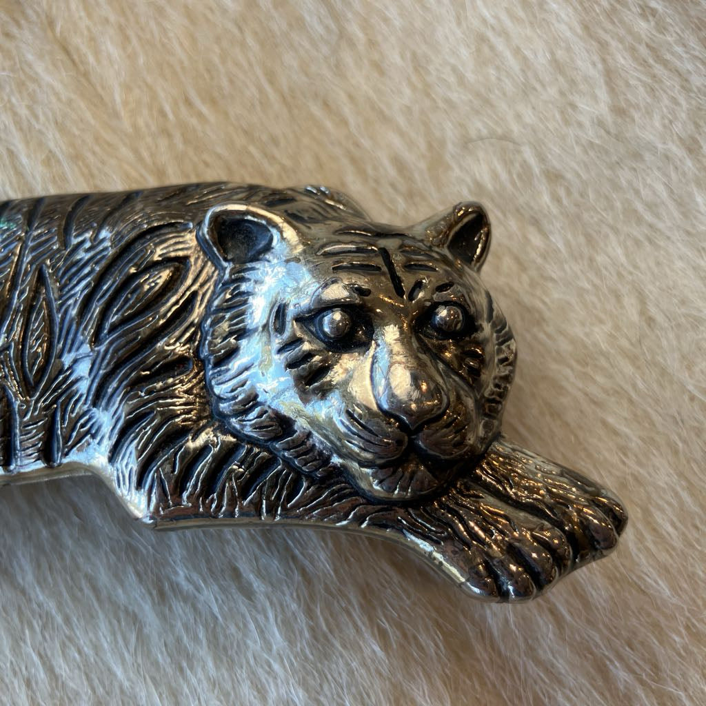 Vintage Metal Tiger Belt Buckle