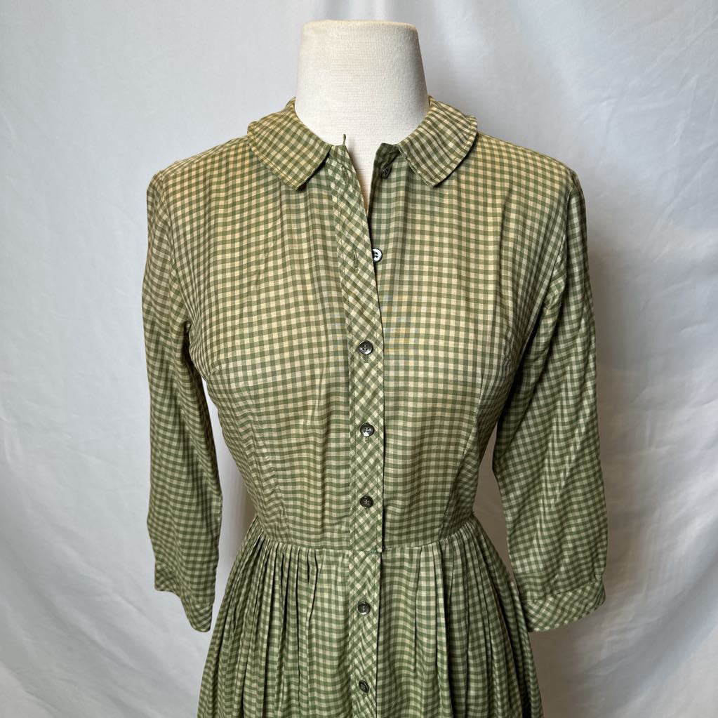 60s Green Gingham Fit and Flare