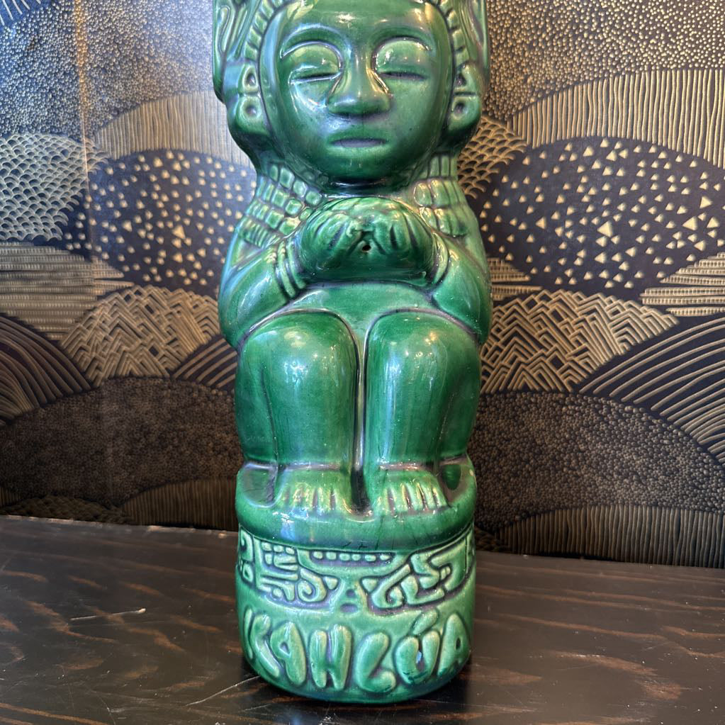 1970s Glazed Ceramic Kahlua Tiki Decanter