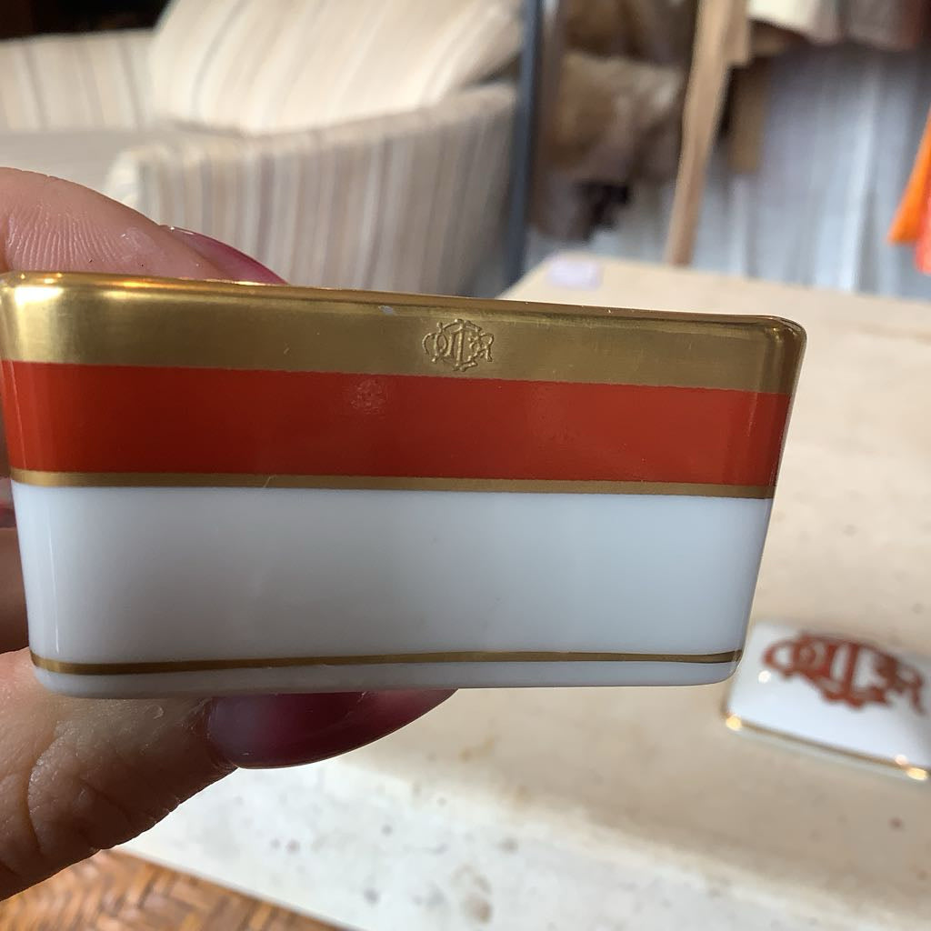 Authentic Vintage Christian Dior Ceramic Logo Trinket Box