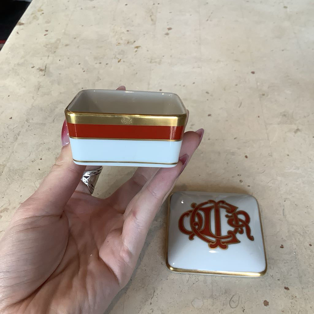 Authentic Vintage Christian Dior Ceramic Logo Trinket Box
