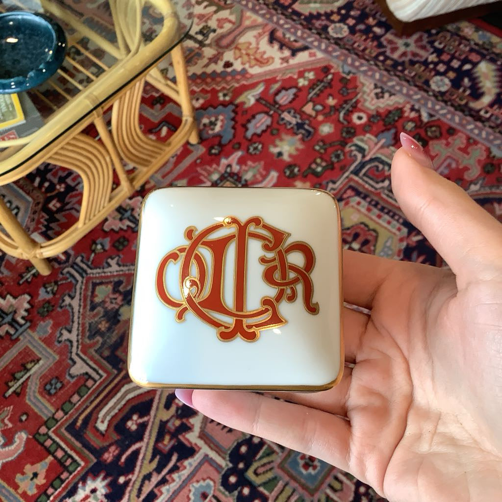 Authentic Vintage Christian Dior Ceramic Logo Trinket Box