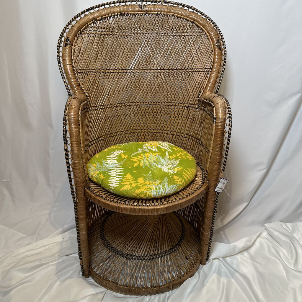 70's Wicker Petite Peacock Boho Chair