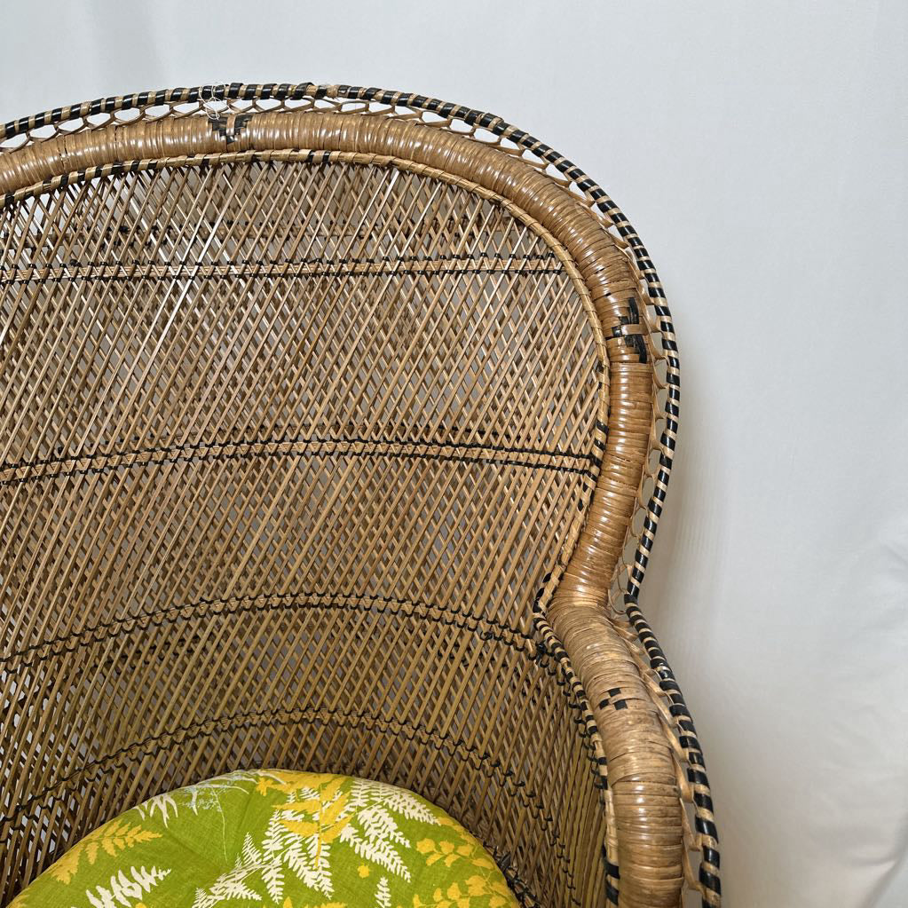 70's Wicker Petite Peacock Boho Chair