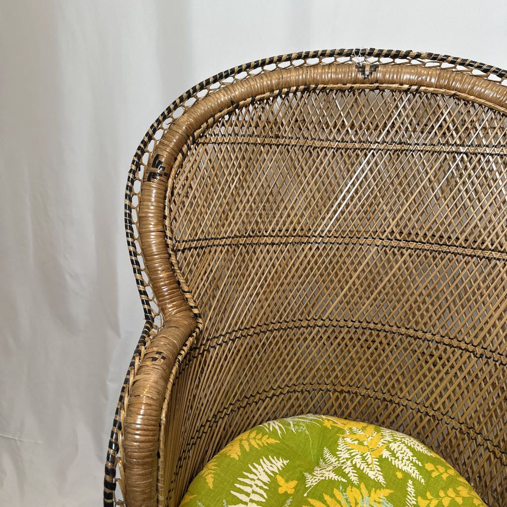 70's Wicker Petite Peacock Boho Chair