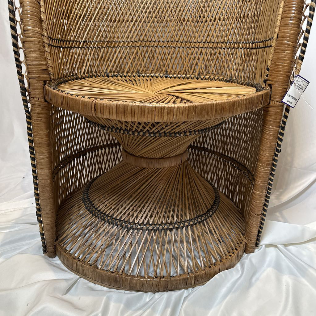 70's Wicker Petite Peacock Boho Chair